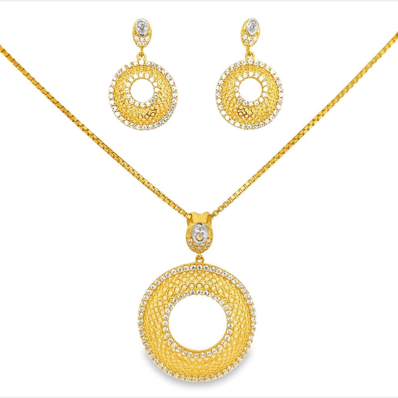 22k Gold Statement CZ Pendant and Earring Set – Gold Palace