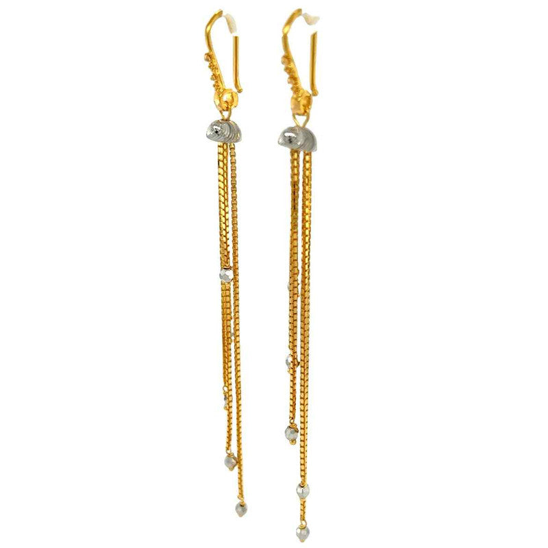 22K Gold Elegant Long Strand Hook Earrings