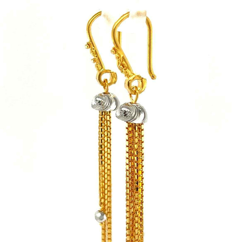 22K Gold Elegant Long Strand Hook Earrings