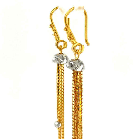 22K Gold Elegant Long Strand Hook Earrings