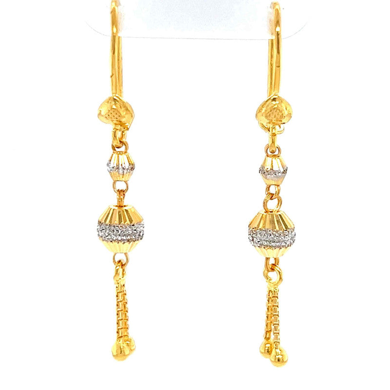 22K Two Tone Gold Dangling Charms Hook Earrings