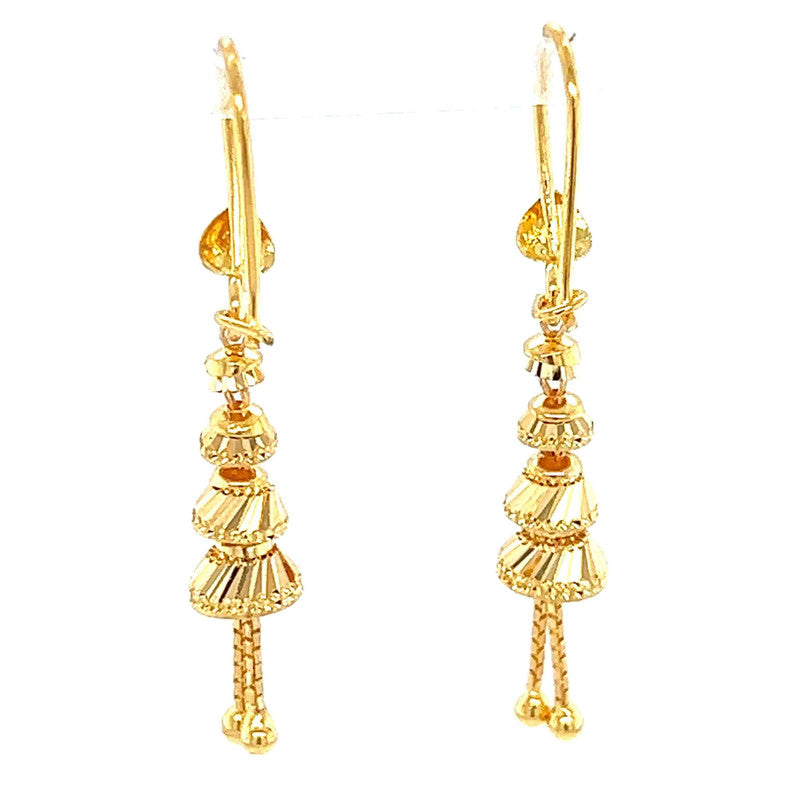 22K Gold Layered Dangle Hook Earrings