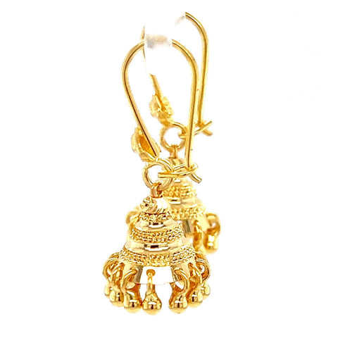 22K Gold Dangling Beads Hook Earrings
