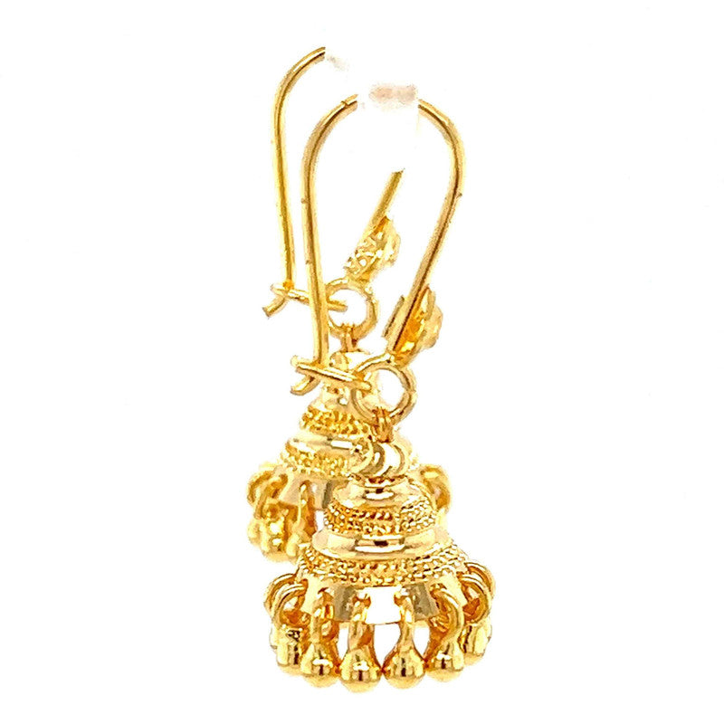 22K Gold Dangling Beads Hook Earrings