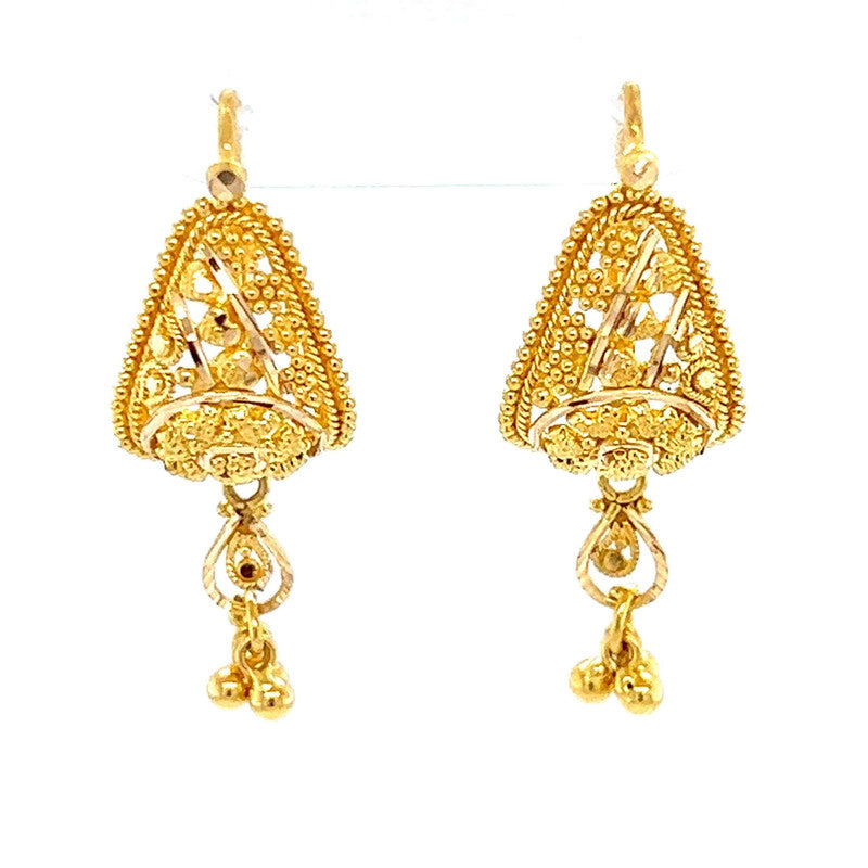 22K Gold Filigree Hook Earrings