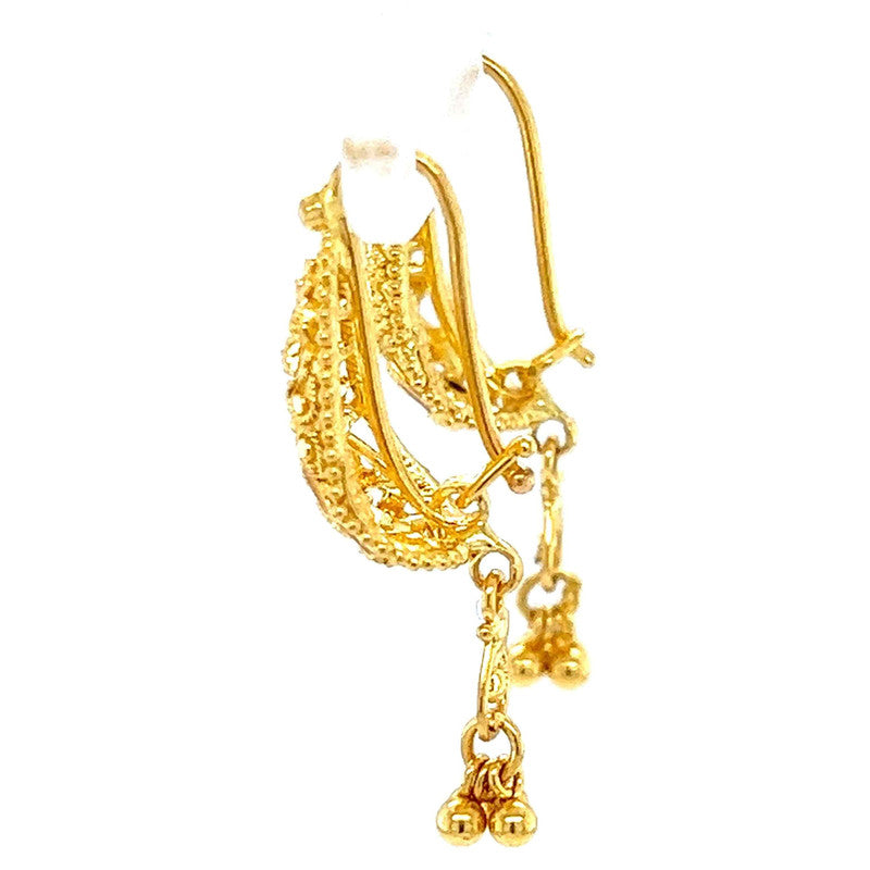 22K Gold Filigree Hook Earrings