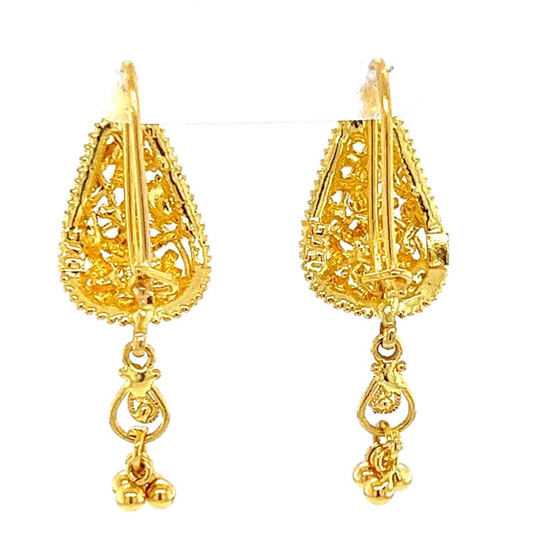 22K Gold Filigree Hook Earrings