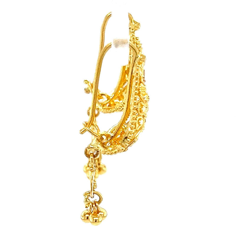 22K Gold Filigree Hook Earrings