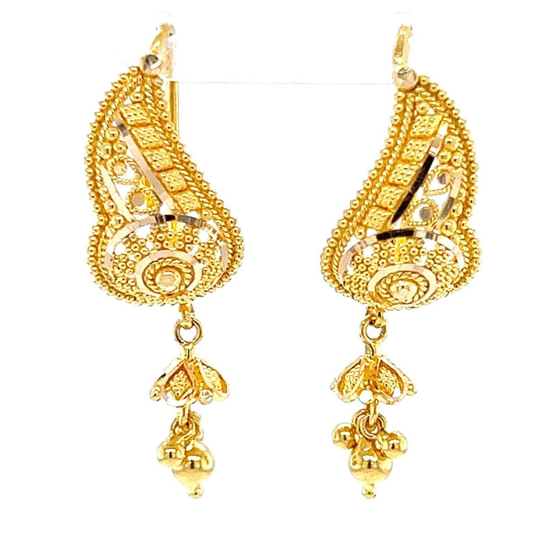 22K Gold Jhumka Hook Earrings