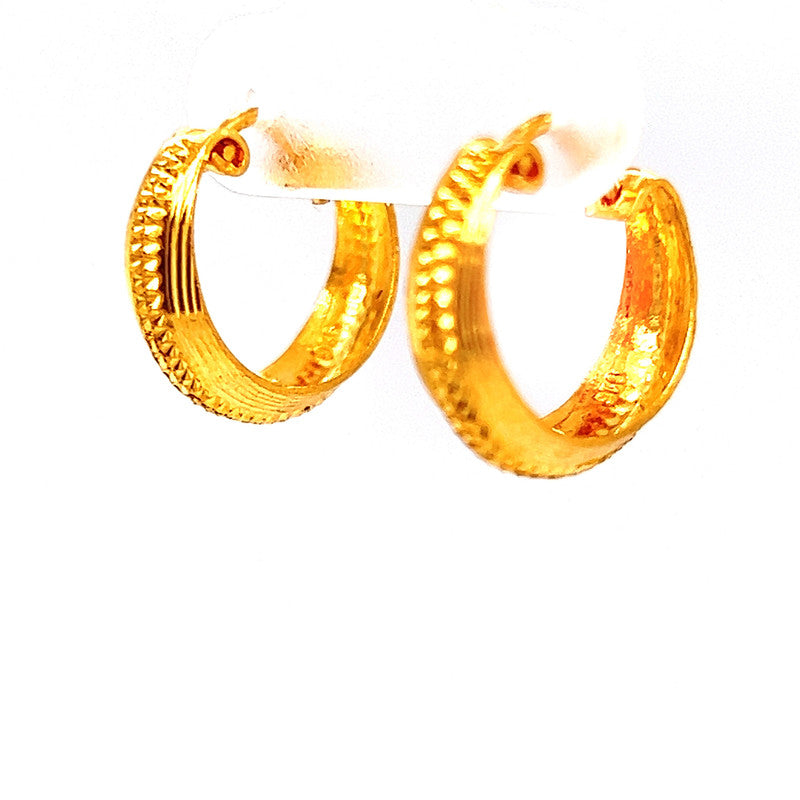 22K Gold Textured Hoops Earrings – Gold Palace