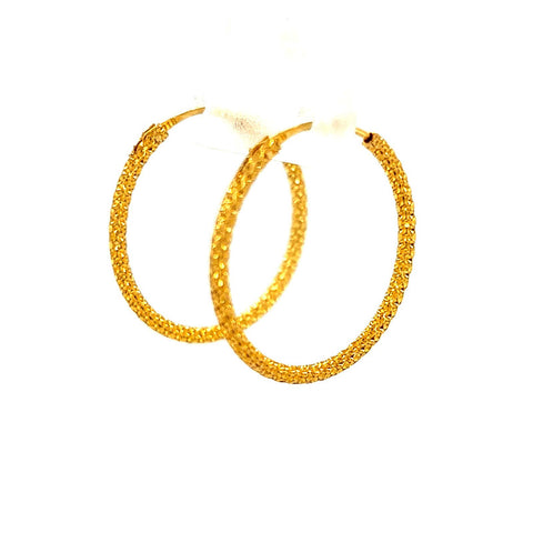 22K Gold Fashion Braided Texture Hoop Earrings