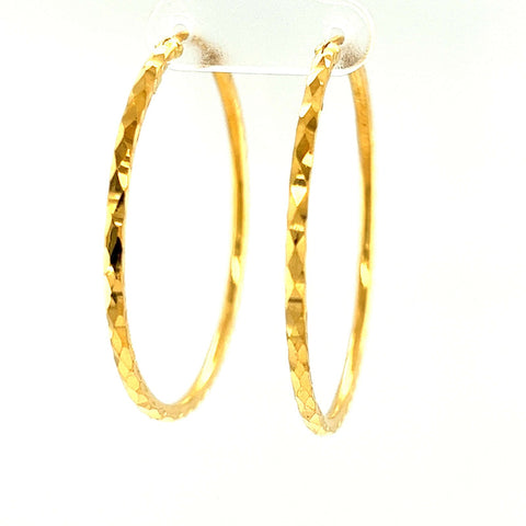 22K Gold Statement Textured Hoop Earrings