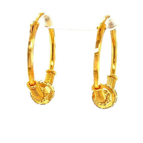 22K Gold Statement Bead Hoop Earrings