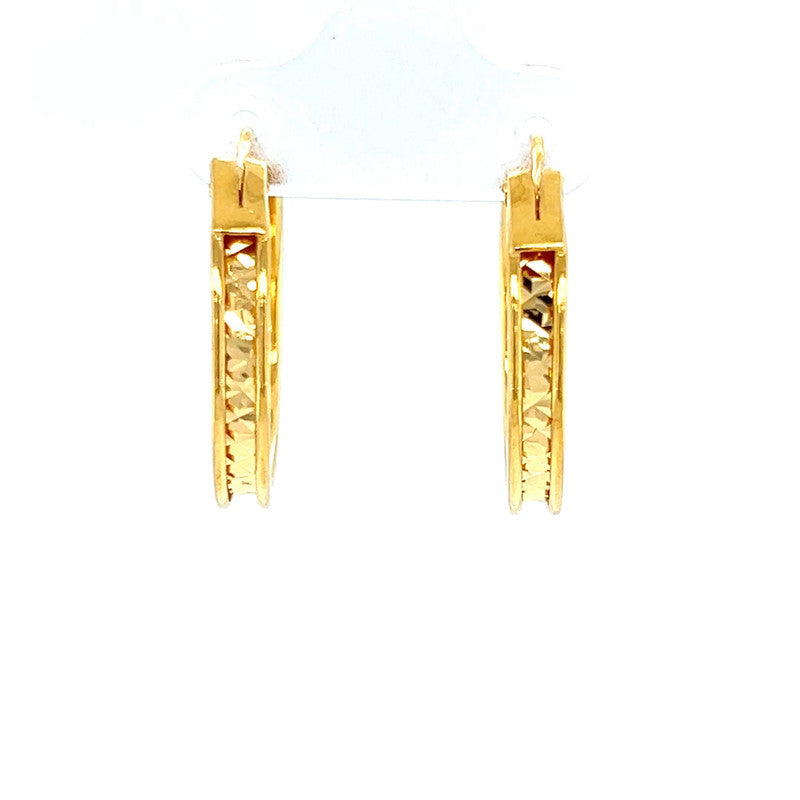 22K Gold Modern Hoop Earring