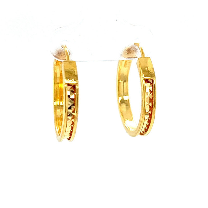 22K Gold Modern Hoop Earring