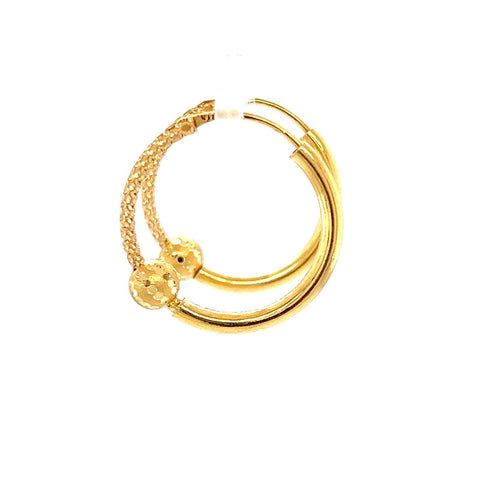 22K Gold Dual Texture Hoop Earrings