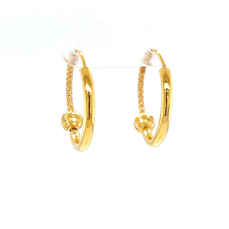 22K Gold Dual Texture Hoop Earrings