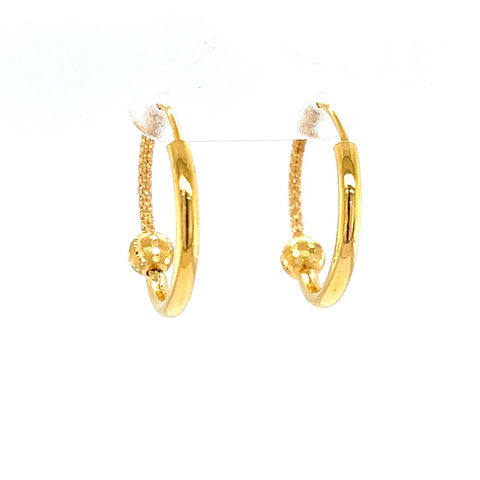 22K Gold Dual Texture Hoop Earrings