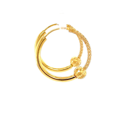 22K Gold Dual Texture Hoop Earrings