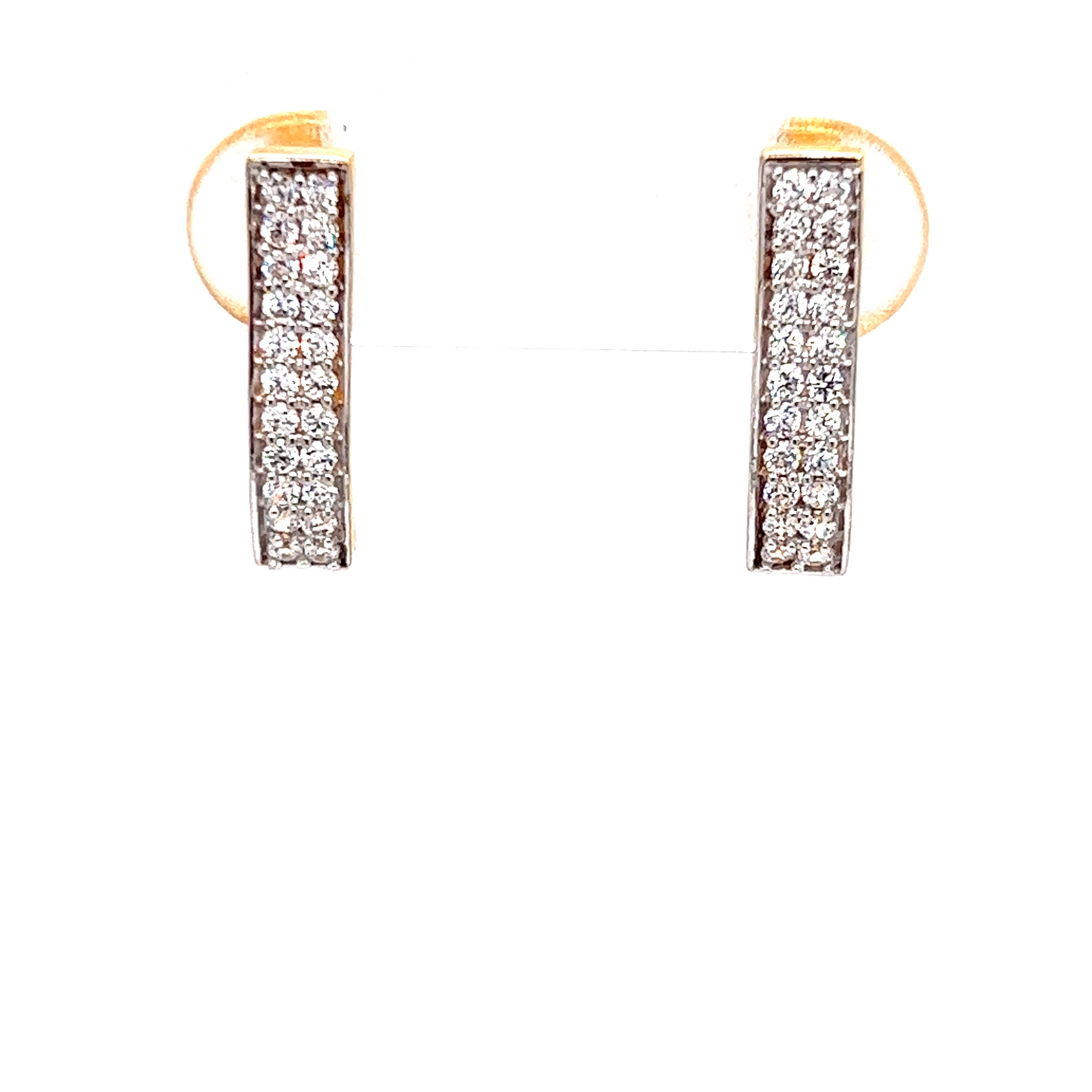 22K Gold CZ Encrusted Two Row Earrings – Gold Palace