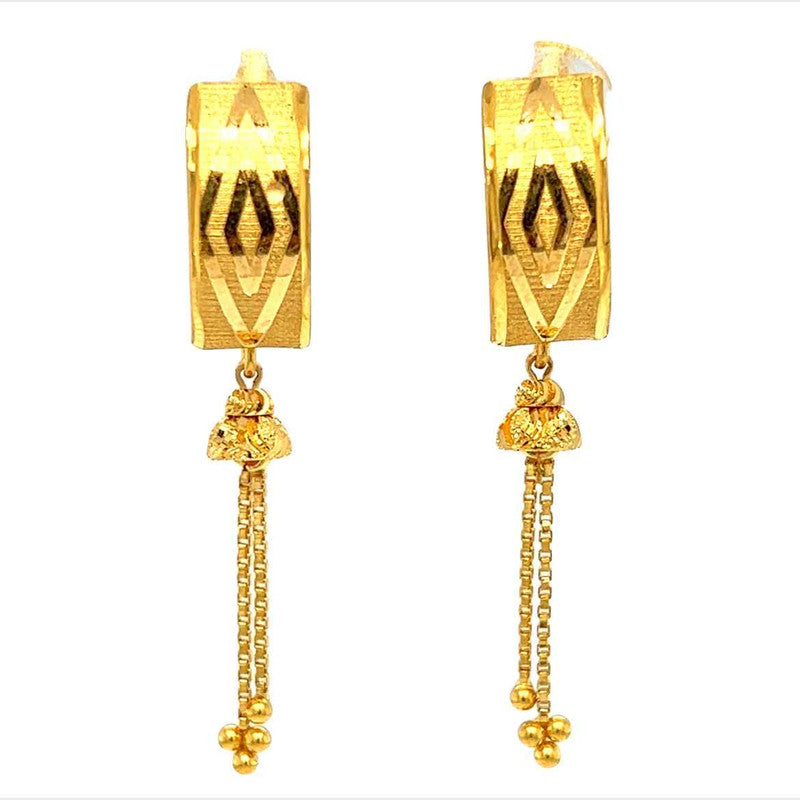 22K Gold Elegant Dangling Huggie Earrings