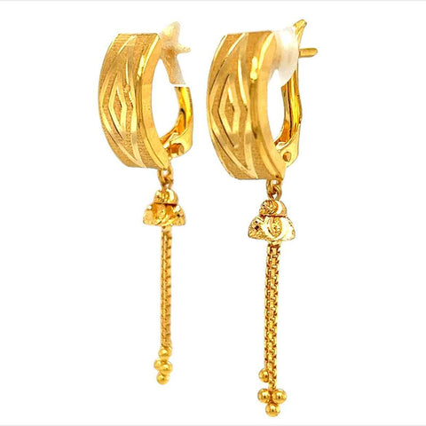 22K Gold Elegant Dangling Huggie Earrings