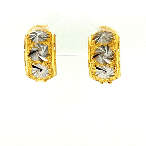 22K Gold Two-Tone Spiral-Cut Huggie Earrings – Gold Palace