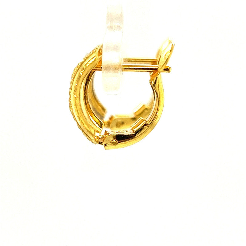 22K Gold Two-Tone Spiral-Cut Huggie Earrings