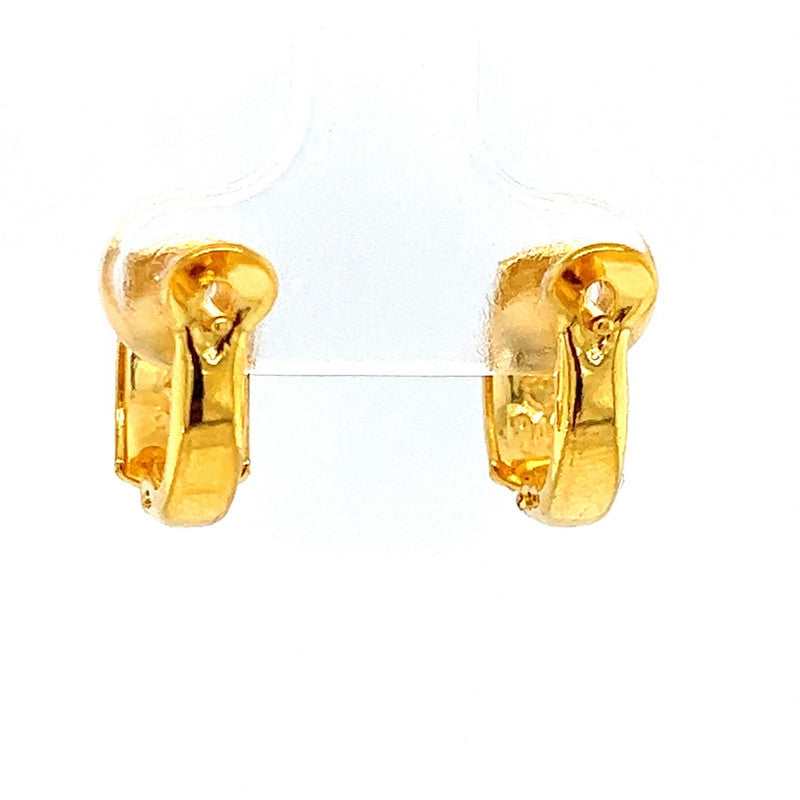 22k Gold Laser Etched Solid Huggie Earrings