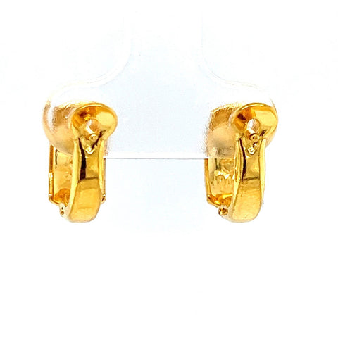 22k Gold Laser Etched Solid Huggie Earrings