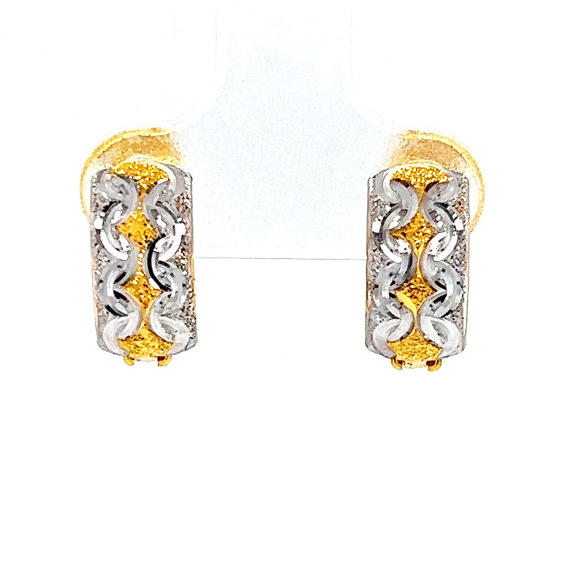 22k Gold Two Tone Shining Huggie Earrings