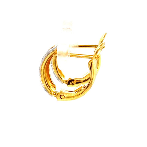 22k Gold Two Tone Shining Huggie Earrings