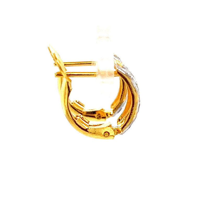 22k Gold Two Tone Shining Huggie Earrings