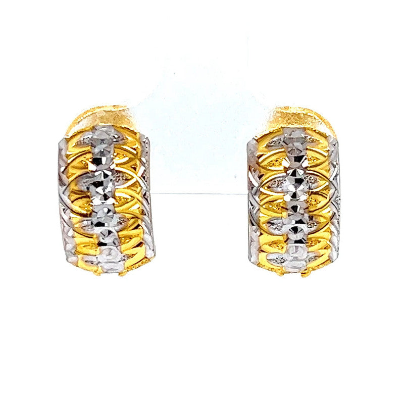 22k Gold Two Tone Swirling Huggie Earrings