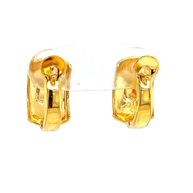 22k Gold Two Tone Swirling Huggie Earrings