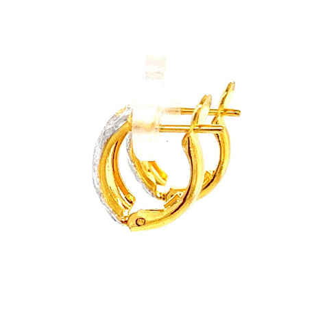 22k Gold Two Tone Flourishing Huggie Earrings