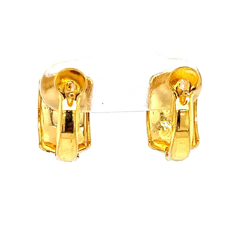 22k Gold Two Tone Flourishing Huggie Earrings