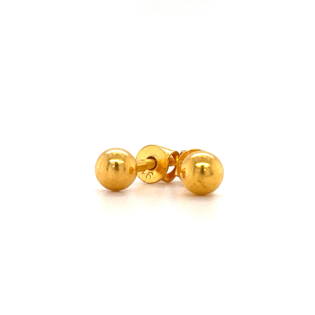 Kids' 22K Gold Polished Small Ball Earrings