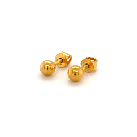 22K Gold Polished Ball Screwback Earrings