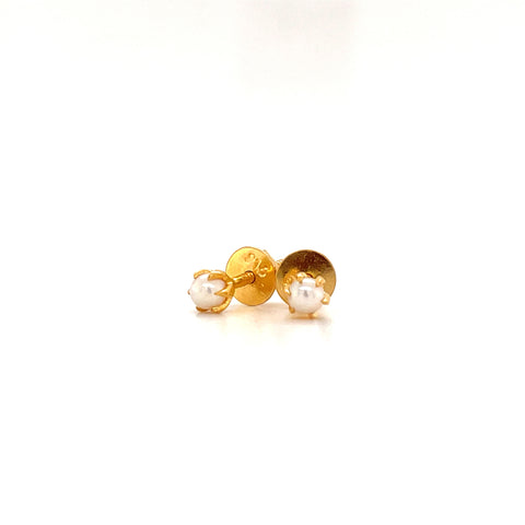 Kids' 22K Gold Pearl Screwback Ball Earrings