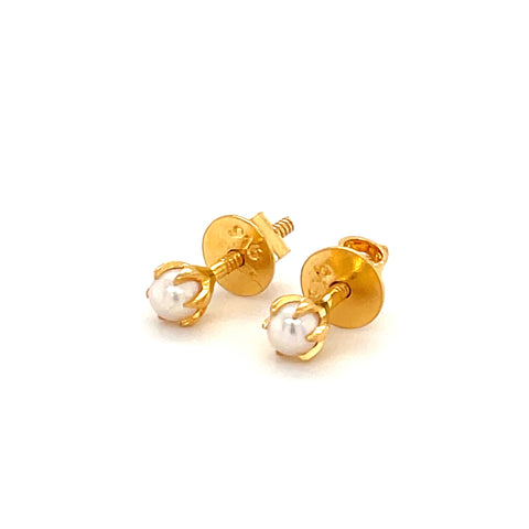 Kids' 22K Gold Pearl Screwback Ball Earrings