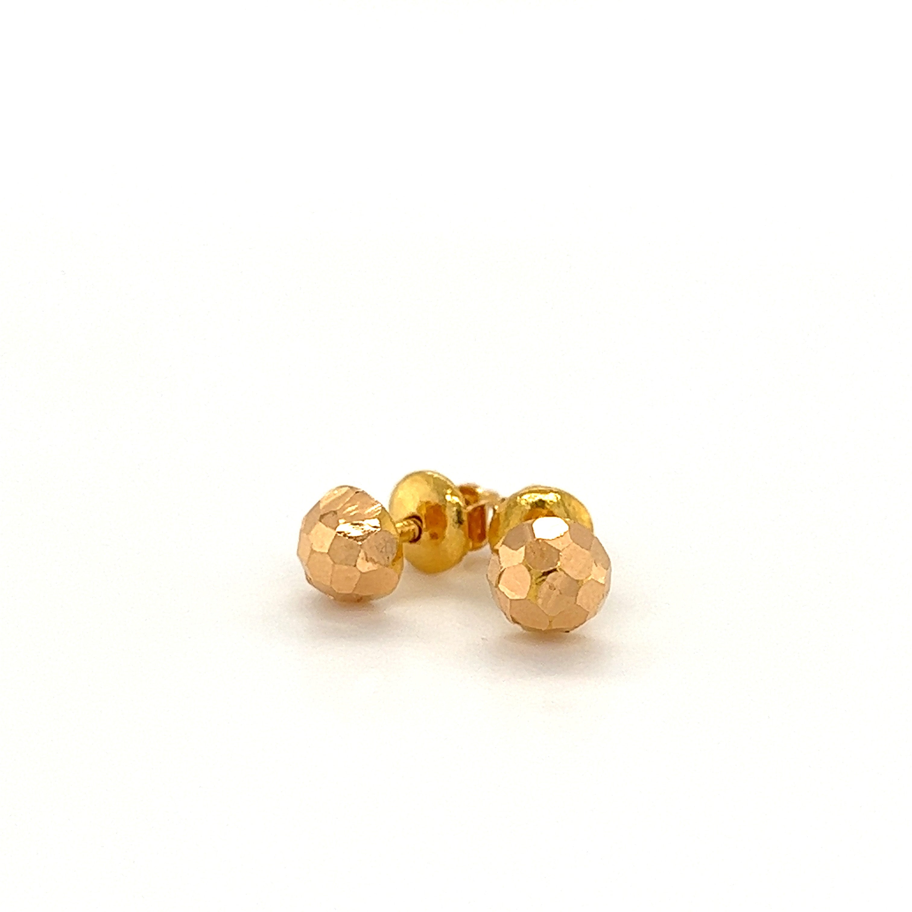 22K Gold 5mm Laser-etched Stud Earrings