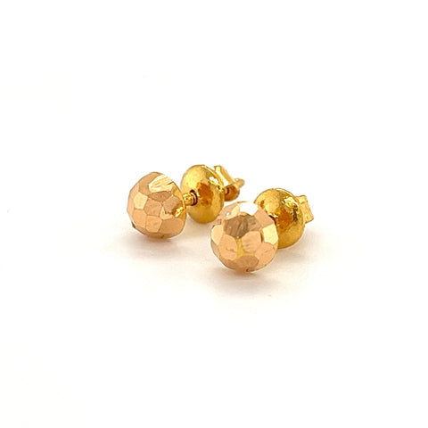 22K Gold 5mm Laser-etched Stud Earrings