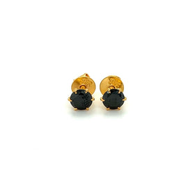 22K Gold Black CZ Stud Earrings