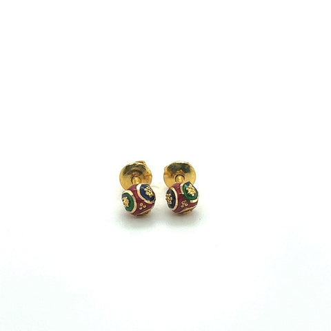 22K Gold Multicolor Enamel Ball Stud Earrings