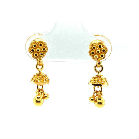 Kids' 22K Gold Flower and Charm Baby Jhumka Earrings