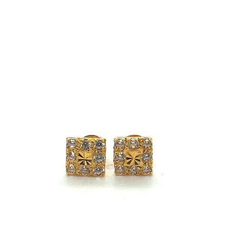 22K Gold Small CZ Stones Stud Earrings
