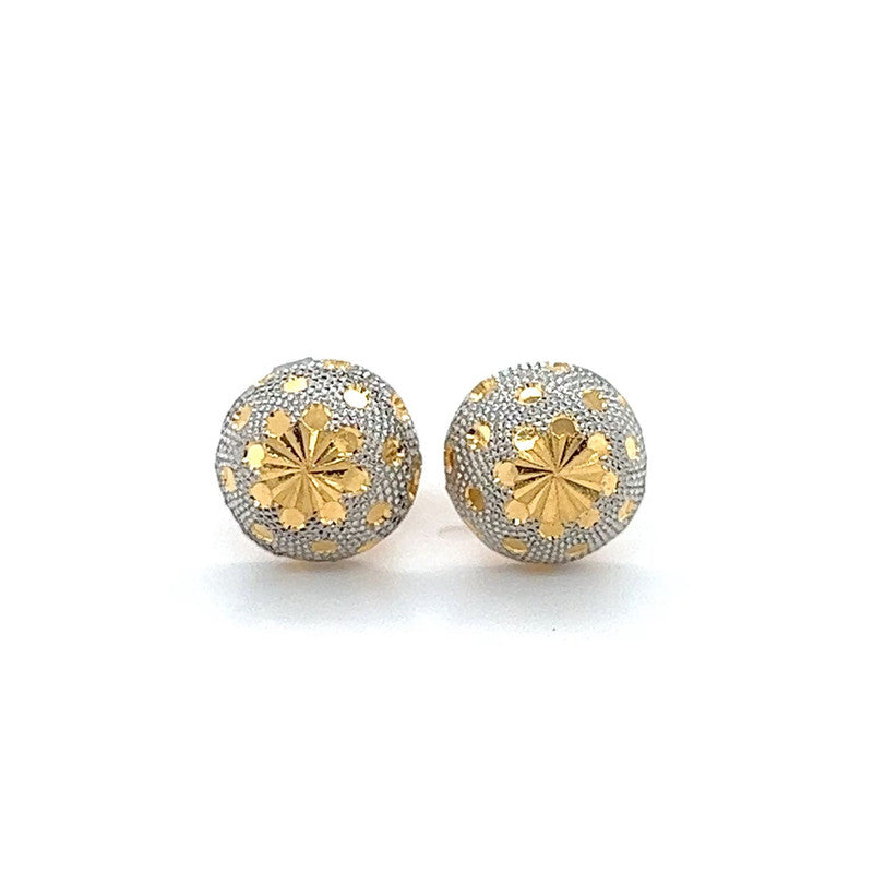 22K Gold Two Tone Laser-Engraved Stud Earrings