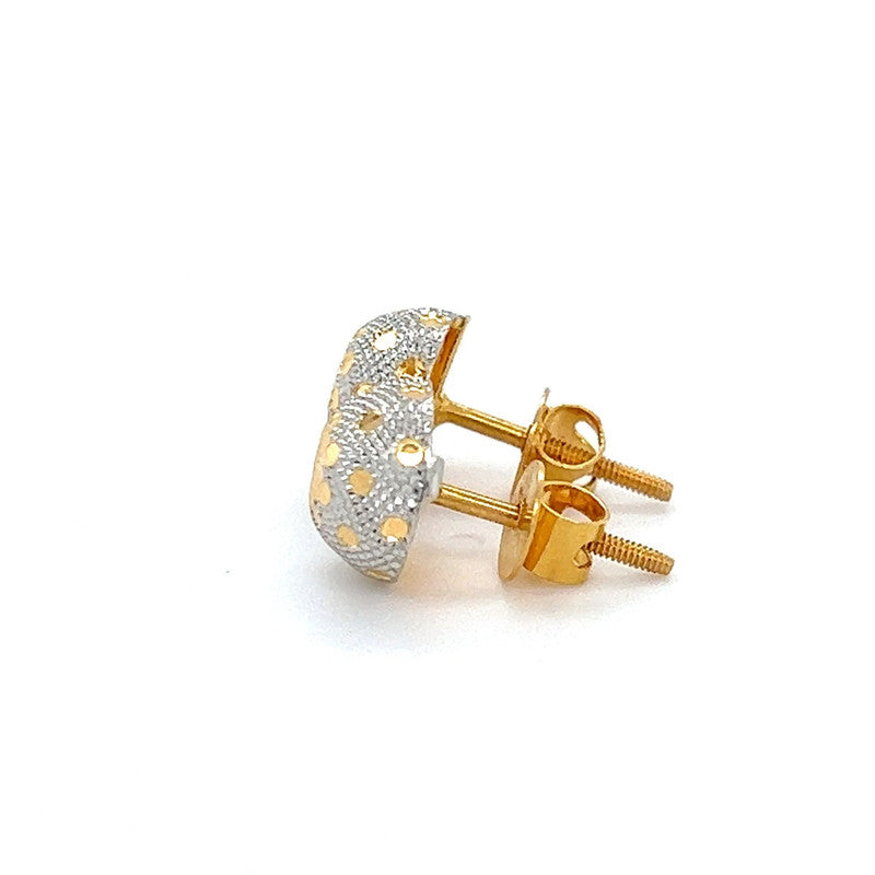 22K Gold Two Tone Laser-Engraved Stud Earrings