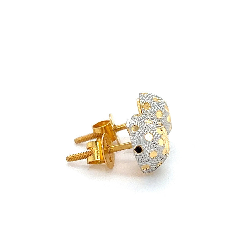 22K Gold Two Tone Laser-Engraved Stud Earrings